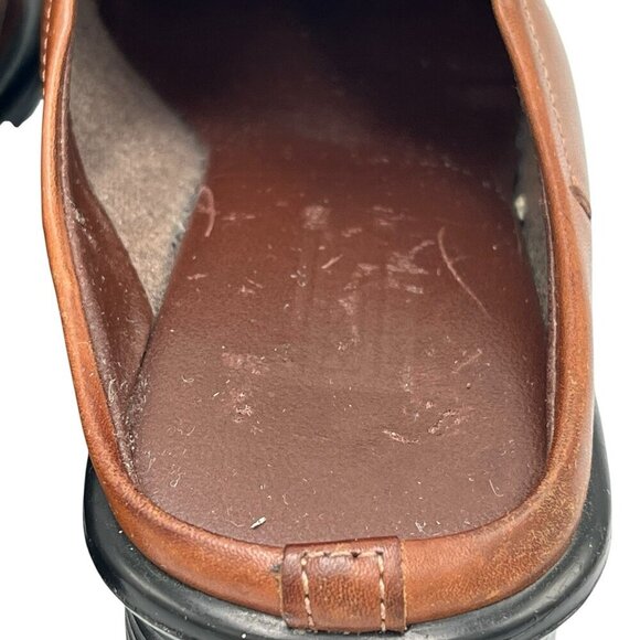 Vintage 90s Y2K Predictions Sz 6 Square Toe Laser Cut Leather Chunky Heel Mules - Picture 9 of 16